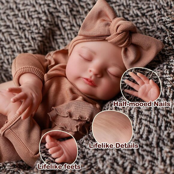 🆕20Inches Soft Cloth Body Sleeping Newborn Baby Dolls with Feeding Accessories - Picture 4 of 7